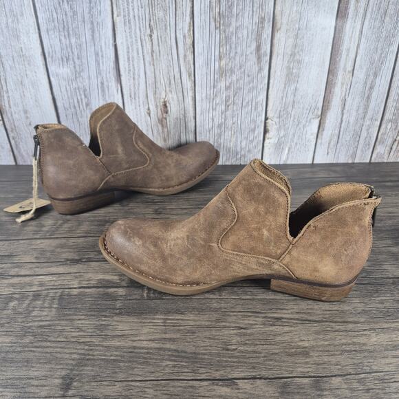 Born Kerri Brown Distressed Leather Women's Sz 6.5 M Ankle Booties (NWT/NWD) - Picture 5 of 10